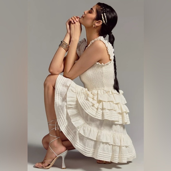 NWT Self Contrast Tiered Mini Dress Anthropologie